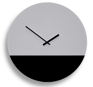 Minimalist Round <b>Wall</b> <b>Clock</b> Analog Quartz Silent Design <b>Black</b> and Gray Plastic Face for Living Room - Product Image 3