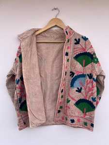 Veste Suzani réversible matelassée en coton tissé respirant pour femme, brodée, col montant, style bohème, pour festival - Product Image 5