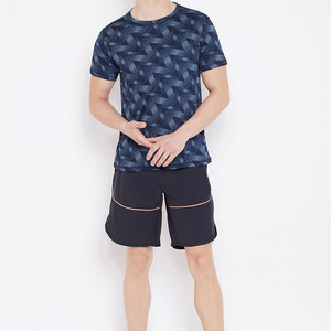 Men's Quick Dry <b>Geometric</b> Pattern Short Sleeve Sporty T-<b>Shirt</b> O-Neck Slim Fit Knitted Polyester - Product Image 5