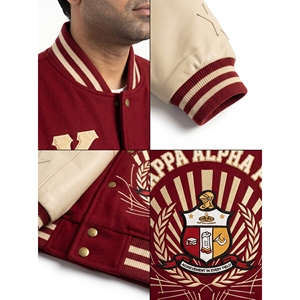 Blouson universitaire personnalisé en laine méltée 550 GSM avec manches en cuir pour homme, coupe oversize et carrée, style streetwear, manteau de fraternité, taille 3XL - Product Image 4