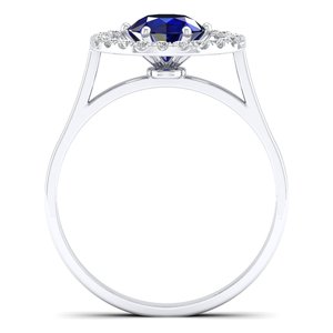 REYES GRA Certified Moissanite <b>Solitaire</b> <b>Ring</b> in 925 Sterling <b>Silver</b> Round Cut 0.84 Carat Blue Sapphire Gemstone Fine Jewelry - Product Image 4