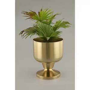 Ensemble de supports pour plantes en métal, laiton doré, blanc, argenté, cylindrique, avec support à pieds croisés, pot de fleurs d'intérieur en métal - Product Image 3