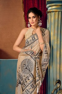 Sari de algodón de alta calidad para mujer, para ocasiones especiales, lavable, completamente cosido, tela lista para usar. - Product Image 4