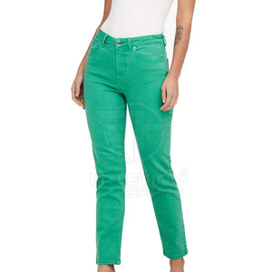 Jeans Rectos Casuales para Mujer, Diseño Personalizado con su Propio Logotipo, 100% Algodón Ecológico, Teñido Liso, Cómodos para Verano - Product Image 2