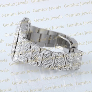 Montre de luxe pour hommes avec cadran bleu et date automatique entièrement glacé D VVS Moissanite Diamond Pass Diamond Tester Hip Hop Diamond Watch - Product Image 4