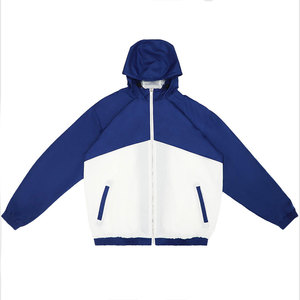 Conjunto Deportivo de Pantalones Cortos y Chaqueta con Capucha para Hombre, en Azul y Blanco con Bloques de Color, de Secado Rápido, en Poliéster, para Verano - Product Image 6