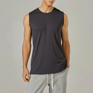 Débardeurs sans manches pour hommes de haute qualité, noirs, col rond, coton et polyester, pour la gym et le fitness, 220 g/m², débardeurs décontractés pour garçons - Product Image 3