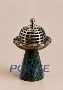 Vintage <b>Silver</b> Metal Loban <b>Burner</b> With Elegant Lattice Dome Lid Premium Handcrafted Charcoal Incense Holder For Ramadan Gifts - Product Image 3
