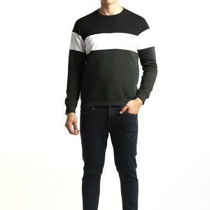 Sweat-shirt à col rond noir et blanc pour homme, manches longues, color block, décontracté, doux, confortable, à porter au quotidien, en plein air - Product Image 1