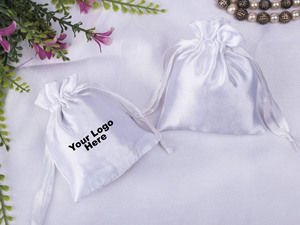 Wholesale Craftjaipur Custom Printed Logo Silk <b>Drawstring</b> Satin Rectangle Jewelry <b>Pouch</b> 3x4 Inches Lightweight Gift Wrapped - Product Image 4