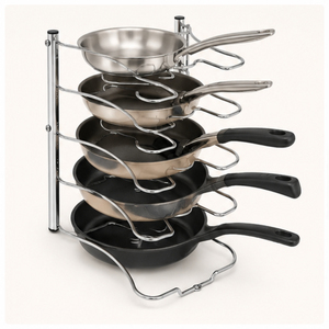 5-Tier Pot and Pan Organizer <b>Rack</b> for <b>Kitchen</b> Cabinet Space-Saving Chrome Metal Standing Type Cookware Storage Holder for Lids - Product Image 6