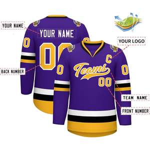 Maillots de hockey personnalisés 2025 pour hommes et enfants, maillot de sport à col en V personnalisé, nom d'équipe, numéro, logo cousu et imprimé - Product Image 3