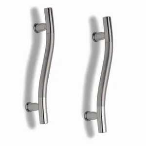 Modern S Shape Stainless Steel Glass <b>Door</b> <b>Pull</b> <b>Handle</b> Heavy Duty Matt Brushed Silver Commercial Entrance Semicircle Grip - Product Image 1