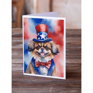 Épagneul tibétain patriotique américain lunatique A7 Cartes de note 8 Pack 5x7 Cartes de voeux vierges avec enveloppes - Product Image 2