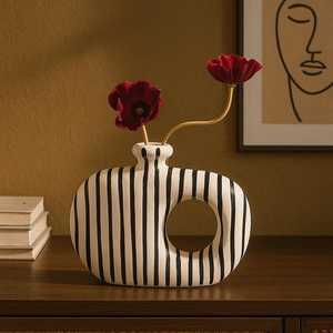 2026 Irregular <b>Unique</b> Pattern Trendy Look Ceramic <b>Vase</b> Vintage Style Luxury Home Decorative Enamel Big Flower Ceramic <b>Vase</b> By UO - Product Image 4