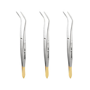Pince à épiler plaquée or de qualité supérieure Meriam, avec pointe angulaire, forceps chirurgical professionnel pour la précision en dentisterie - Product Image 1
