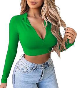 Top Corto de Manga Larga para Mujer, Tela Suave, Ajuste Cómodo, Estilo Casual Diario, Ligero - Product Image 5
