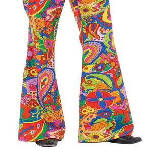 Pantalon évasé imprimé coloré pour homme, taille élastique, décorations à pompons, style décontracté d'été, tissu tissé extensible et respirant - Product Image 2