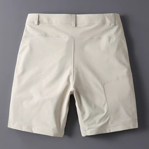 Men's Beige Solid Polyester Bermuda Shorts Mid Waist Button Fly Casual Quick Dry With Pockets - Product Image 2