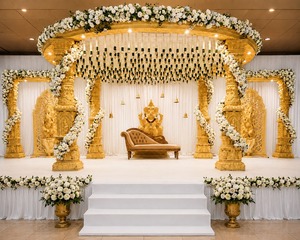 Mandap en FRP élégant et personnalisable, style temple classique, pour mariage Manavarai, Tirupati Balaji, Kalyan, cérémonie, en fibre détachable - Product Image 2