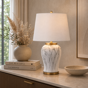 Luxury Curved Marble <b>Table</b> Lamp With Sculpted Silhouette And Premium Ambient Lighting For Sophisticated Modern Living Spaces - Product Image 1