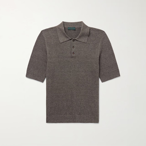 Men's Knitted Short Sleeve Polo <b>Shirt</b> Solid Color Casual Breathable Turn <b>Collar</b> Design Regular Length Cotton Fabric - Product Image 3