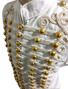 OEM personnalisé hommes 100% laine pardessus imperméable camouflage blanc tressage hussard taille manteaux brodé grande taille coton - Product Image 2