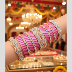 Fashion Jewelry <b>Sets</b> Sparkling Crystal Stone Fancy <b>Bangles</b> for Wedding & Festive Wear - Product Image 3