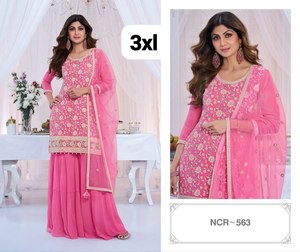 Cantidad a granel exportador que vende ropa india de calidad estándar mujeres Georgette Salwar traje con trabajo de bordado pesado - Product Image 1