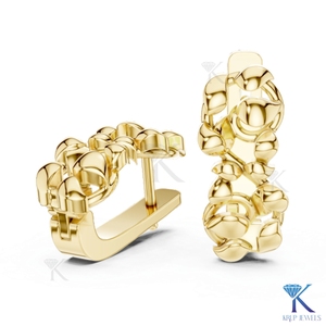 ต่างหูห่วงแบบ Huggie ลายใบไม้ดอกไม้ขัดเงาอย่างหรูหรา ทองคำแท้ 14K เครื่องประดับผู้หญิงคุณภาพสูง KRUP JEWELS - Product Image 6
