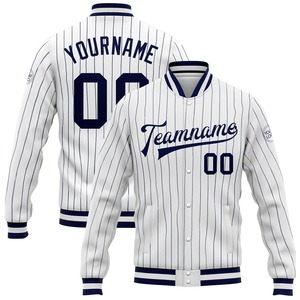 Chaqueta Varsity Personalizada Blanca con Rayas Moradas y Negras, Chaqueta Bomber con Cierre Completo, Chaqueta Varsity para Hombre con Bloques de Color Sólidos, Corte Regular - Product Image 2