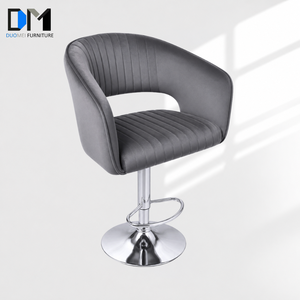 <span class=keywords><strong>Tabouret</strong></span> <span class=keywords><strong>de</strong></span> <span class=keywords><strong>bar</strong></span> en velours DM réglable en hauteur, pivotant à 360°, base ronde chromée, dossier rembourré en forme <span class=keywords><strong>de</strong></span> baril, pour restaurant, <span class=keywords><strong>bar</strong></span>, cuisine, vente en gros - Product Image 1