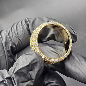 Anillo de Lujo GRA Estilo Hip Hop, Plata de Ley 925, Chapado en Oro, con Incrustaciones de Moissanita VVS Súper Blanca, Certificado IGI, para Hombre - Product Image 6