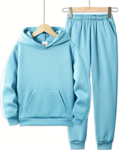 Men's Light Green Hoodie Sweatpants Set Solid Color Casual Winter Wear Polyester/Cotton French Terry Knitted Fabric Breathable - Product Image 1