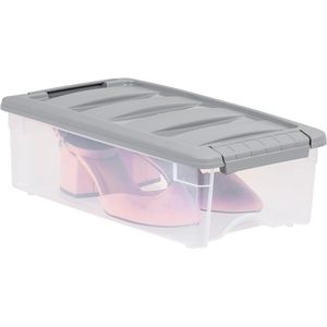 Set 10 5 Quart Clear/Grey Plastic Storage Bins <b>Boxes</b> <b>Secure</b> Latching Lids Stackable Organization for Efficient Space Management - Product Image 3