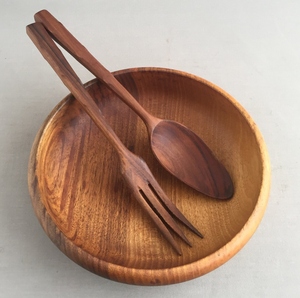 Bol à salade rond en bois d'acacia, bol de service décoratif en bois pour la cuisine et la table à manger, bol en bois pour mélanger les salades - Product Image 4