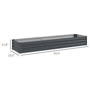 Kit per Aiuola Rialzata 8x2x1ft in Acciaio Zincato Grigio Scuro con Bordo di Sicurezza, Fioriera in Legno per Fiori, Erbe e Verdure - Product Image 3