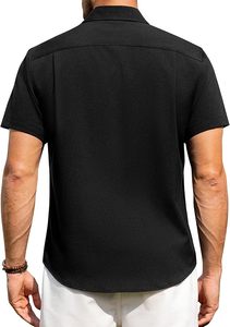 โอเอซิส ลินินเสื้อเชิ้ตผ้าลินินผู้ชายแขนสั้นเสื้อเชิ้ตติดกระดุมไม่ยับสบายๆ สำหรับวันหยุดชายหาดฤดูร้อนเสื้อระบายอากาศได้ดี - Product Image 4