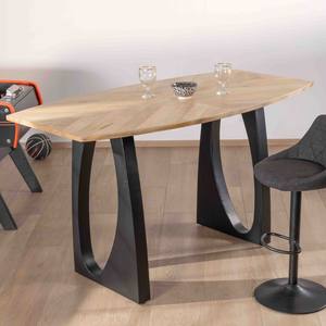 Mesa alta Vandana Urban Texture en madera de acacia, 185 cm, con patas de metal negro, diseño Audacio - Product Image 1