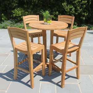 Table de bar ronde moderne en teck, conçue pour les repas en plein air, les divertissements sur la terrasse et les projets commerciaux - Product Image 5