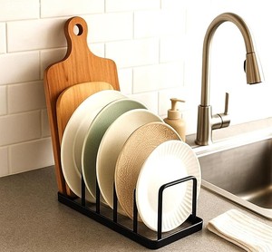 Plate stand for <b>kitchen</b> cabinet - 5 Compartments, Pack of 1, Iron Plate Stand Durable <b>Kitchen</b> Organizer for Plate, Thalis | - Product Image 5