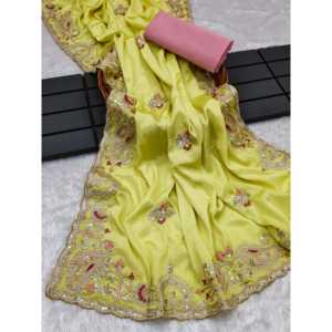 Vestido de carrera Saree de trabajo con bordado y lentejuelas de varios colores con codificación intrincada - Product Image 3