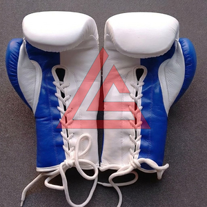 Nuevos Guantes de Boxeo Profesionales Pro Fight con Cordones, Color Blanco y Azul, Agarres Personalizados Winning, Hechos de Cuero Genuino para Entrenamiento - Product Image 4