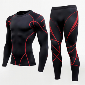Ensemble de sport 3 pièces pour homme : Rashguard, legging et short à manches longues – Écologique et personnalisable pour la vente en gros - Product Image 5