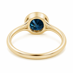 Luxury Round Cut Deep Blue Gemstone Bezel Set Solitaire <b>Ring</b> <b>for</b> <b>Women</b> in 10K 14K 18K Gold & 925 935 Sterling Silver - Product Image 2