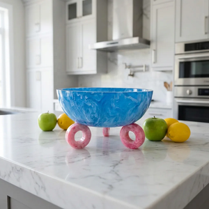 Bol à salade et à fruits en résine polie de luxe, motif marbré unique, fait main, décoratif, pour servir les aliments à la maison, à l'hôtel, au restaurant - Product Image 3