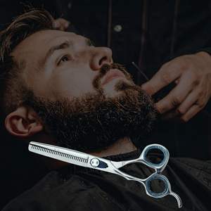 Ciseaux de barbier professionnels pour droitiers de 6,5 pouces, 32 dents, acier inoxydable tranchant, lame de rasoir, manche moyen, pour la coupe de cheveux - Product Image 4