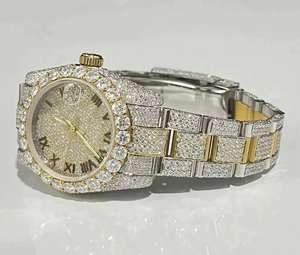 Reloj de Lujo Mecánico con Diamantes Moissanite, Esfera Completamente Adornada, Correa de Acero Inoxidable, Reloj de Moda con Diamantes Incrustados - Product Image 1