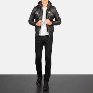 Nouvelle conception – Blouson d'hiver pour homme style urbain, OEM/ODM, léger, en cuir de mouton et toile, imperméable, réversible, avec col montant - Product Image 4