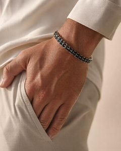 Pulsera de Cadena de Pirámide de Tungsteno con Baño de Rodio Negro para Hombre, Joyería de Estilo Minimalista - Product Image 3